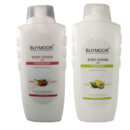 BUYMOOR Strawberry & Avocado Deep Nourishing Skin Brightening Body Lotion Men & Women 1300 ML(Pack Of 2).