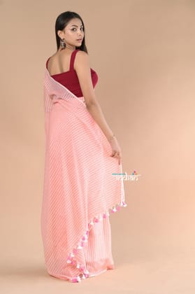 "Designer Pure Cotton Sarees with All over Linear Stripes "