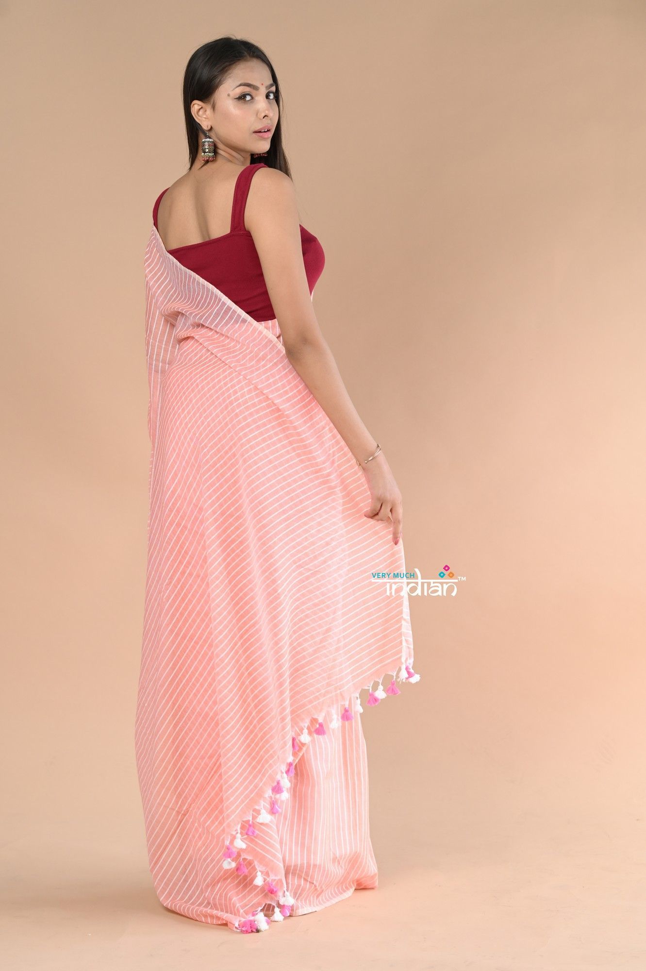 "Designer Pure Cotton Sarees with All over Linear Stripes "