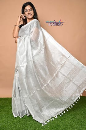 Pure Linen Saree With Sleek Border and Exclusive Design