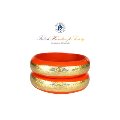 FHS traditional Rajasthani Handmade Round Shape Lac Bangles - Orange