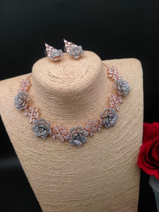American Diamond Necklace & Earings Set For Women
