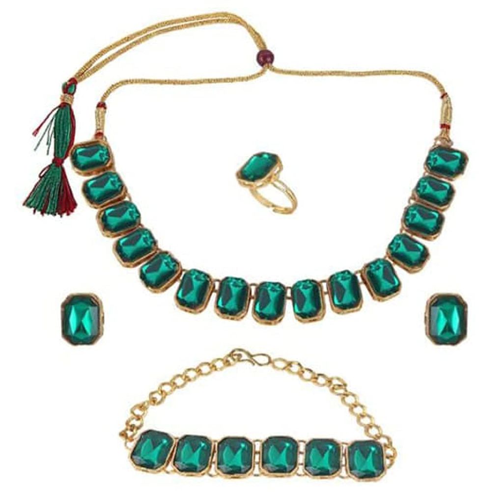 Green Square Jewellery Combo Set - Jewellery Sets | Buy online on ZillyBuy