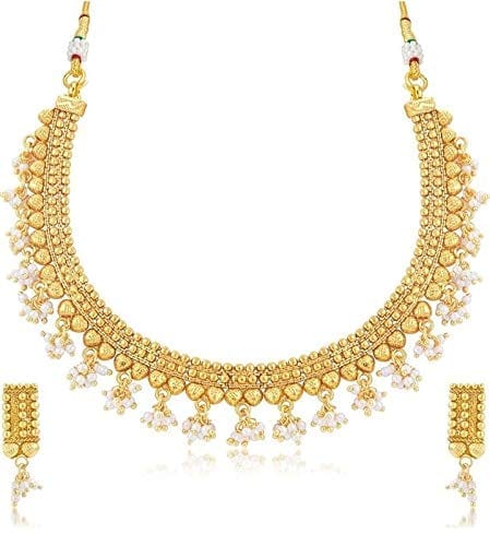 Glorious Gold Plated Wedding jewellery Pearl Chocker - Jewellery Sets | Buy online on ZillyBuy
