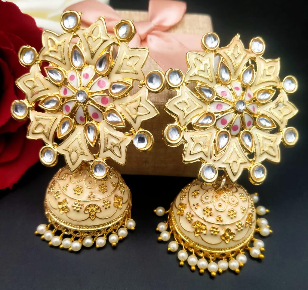 Stylish Ethnic Gold Plated Jhumki Earrings for Women - Earrings | Buy online on ZillyBuy