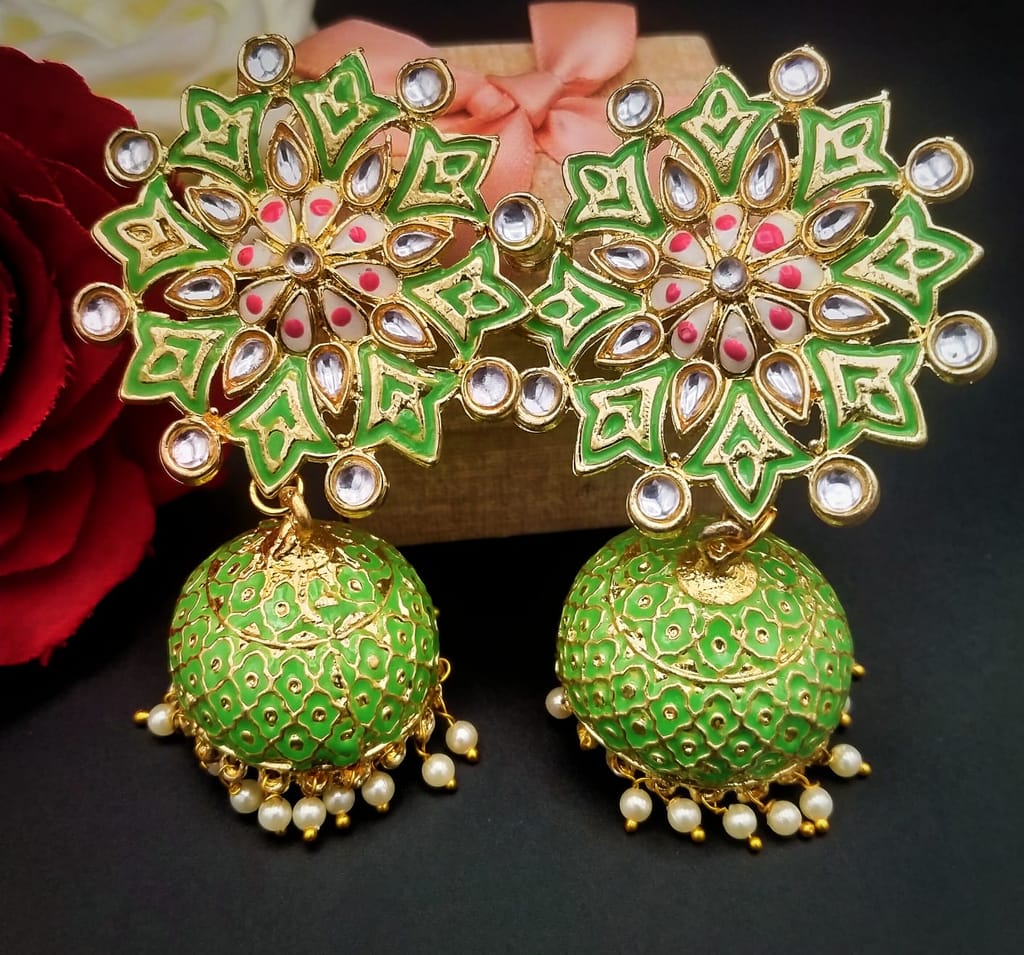 Stylish Ethnic Gold Plated Jhumki Earrings for Women - Earrings | Buy online on ZillyBuy