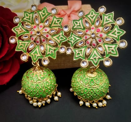 Stylish Ethnic Gold Plated Jhumki Earrings for Women
