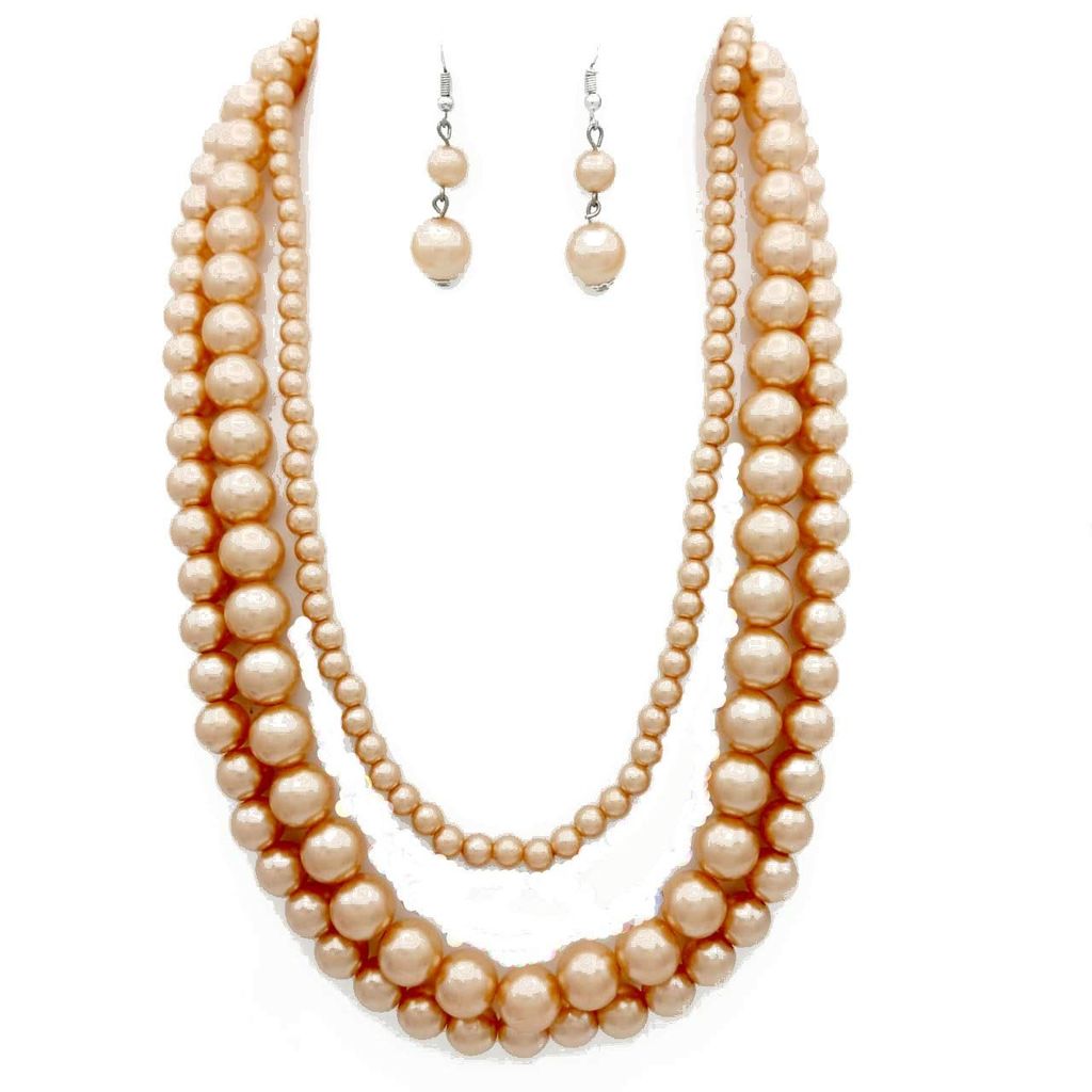 Three Line Beads Long Mala Necklace Set For Women - Jewellery Sets | Buy online on ZillyBuy