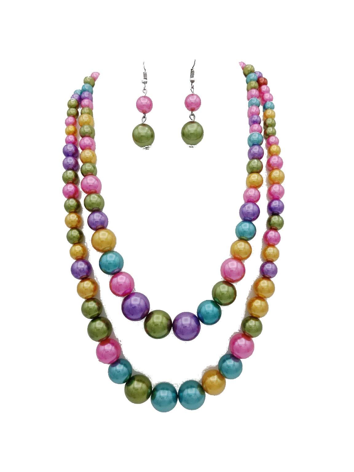 Multi Layered Sea Green Gemstone Beaded Necklace | Gemzlane
