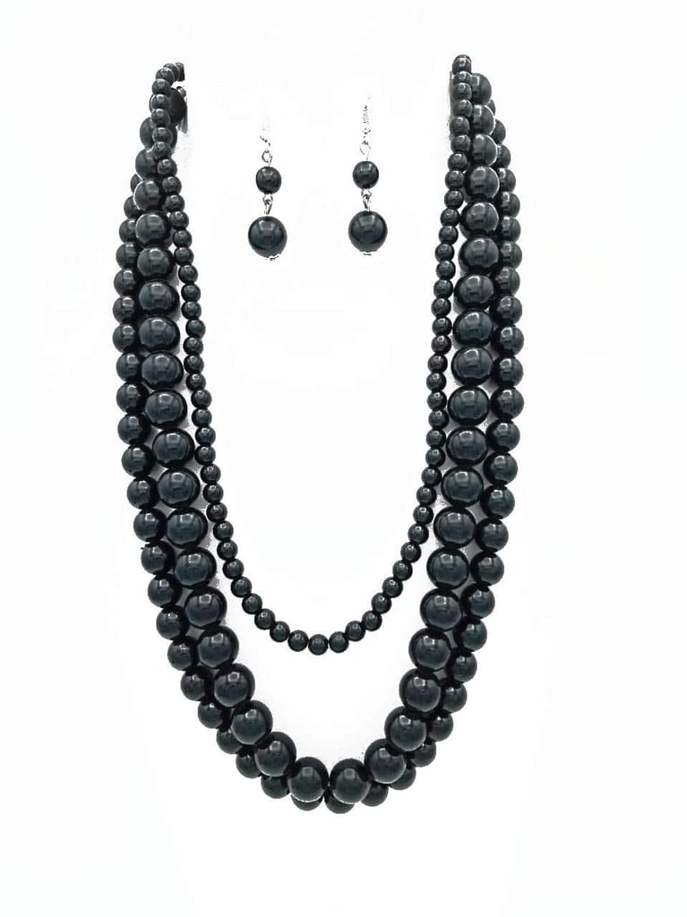 Three Line Beads Necklace Set With Earring For Women And Girls - Jewellery Sets | Buy online on ZillyBuy