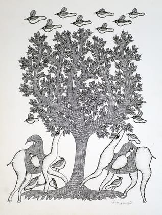 Tribes India Handmade Gond Paper Painting