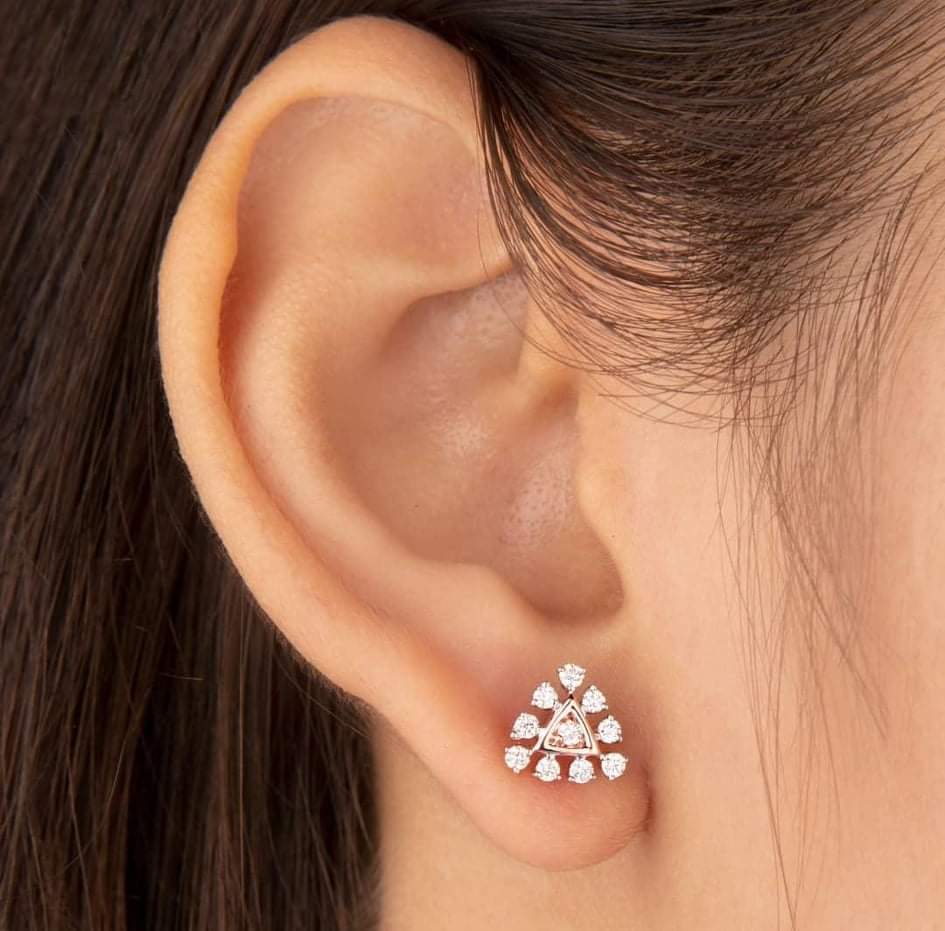 tringal stued Gold plated American diamond antique track studs womens and girls look like awesome - Earrings | Buy online on ZillyBuy