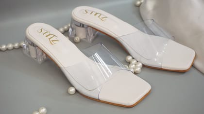 STYLZREPUBLIC Women's Transparent White Heel