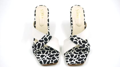 STYLZREPUBLIC Women's Suede Leopard Print Black Heel