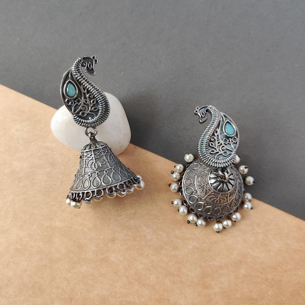 Trendy Silver Look Alike Oxidized Big Jhumka Earring For Women And Girls - Earrings | Buy online on ZillyBuy