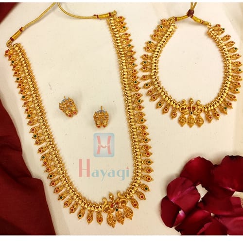 Temple Jewellery- Short Long Necklace Set Online