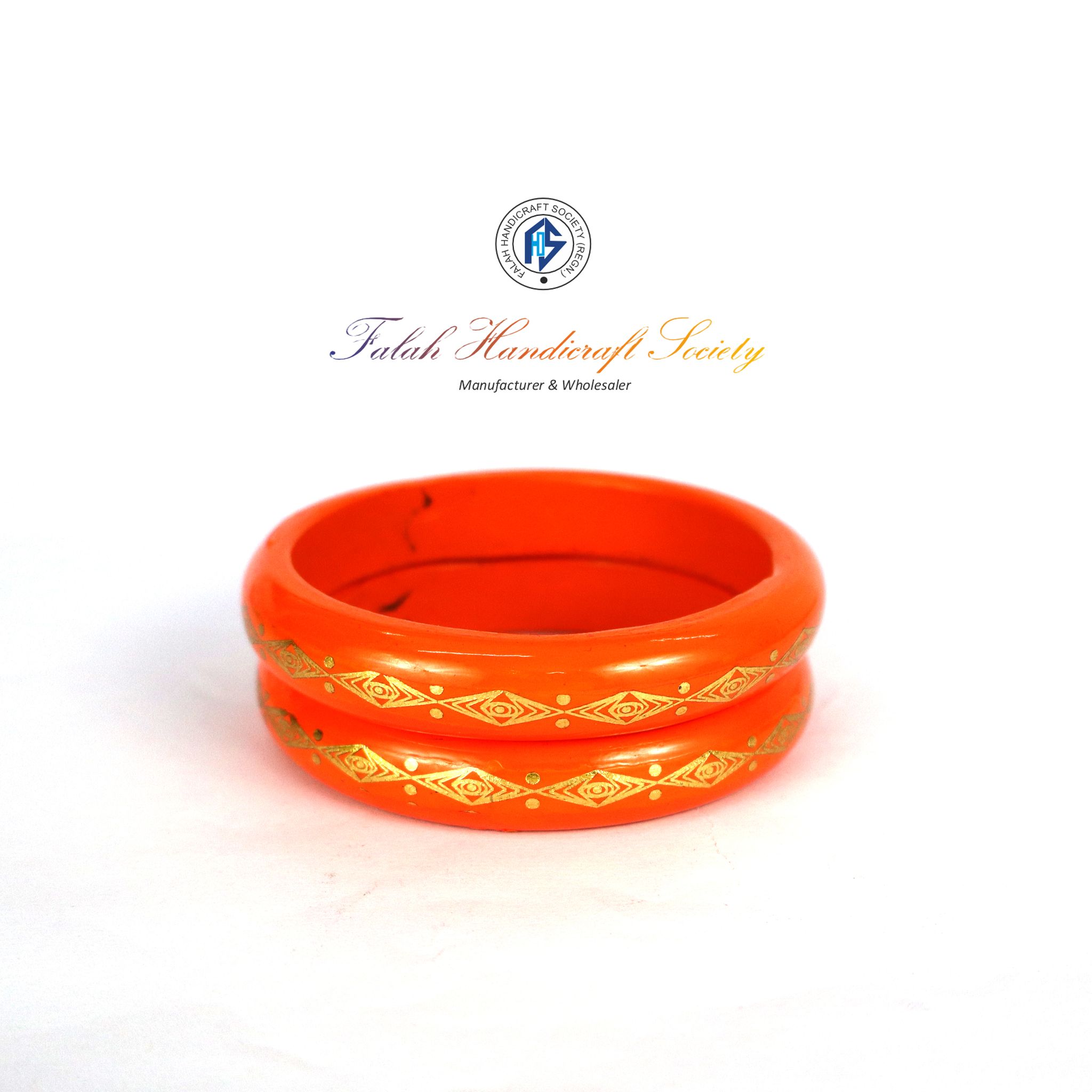 FHS Rajasthani  Design   Lac Bangles Set -Orange