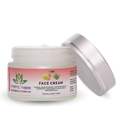 Mystic Vibes Face Moisturizer for Glowing, Bright and Hydrated Skin with Guava | Niacinamide | Ashwagandha | Licorice | Jack Fruit | Aloe Vera | Water Melon | 50 GM…