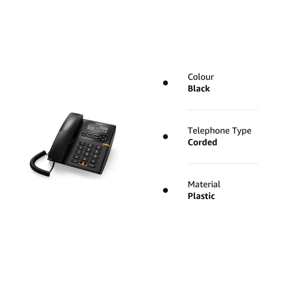 Alcatel T58 Corded Landline Phone With Display & Speaker (Black)
