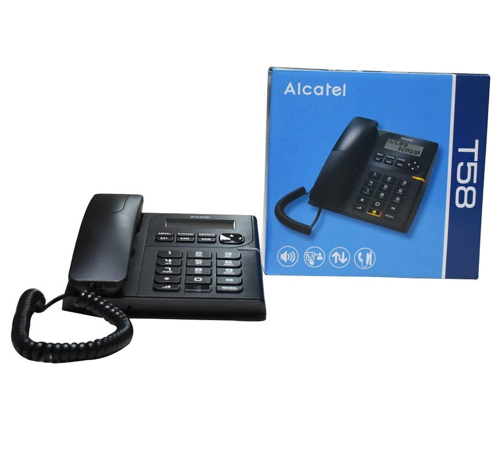 Alcatel T58 Corded Landline Phone With Display & Speaker (Black)