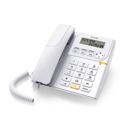 Alcatel T58 Corded Landline Phone With Display & Speaker (White)
