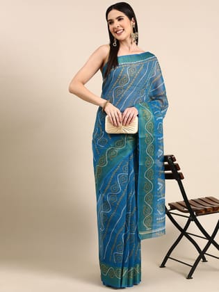 Yashoda Printed Zari Bandhani Saree