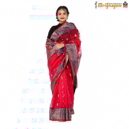 HANDLOOM CHANDERI SILK SAREE WITH BLOUSE (SKU - 1SC20318042, SAREE - 1020)