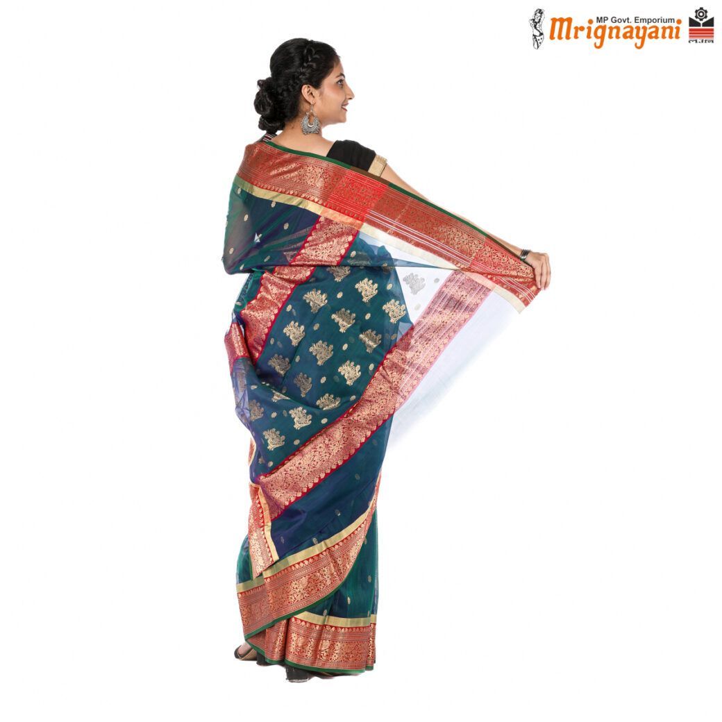 HANDLOOM CHANDERI SILK SAREE WITH BLOUSE (SKU - 1SC201190422, SAREE - 1013)