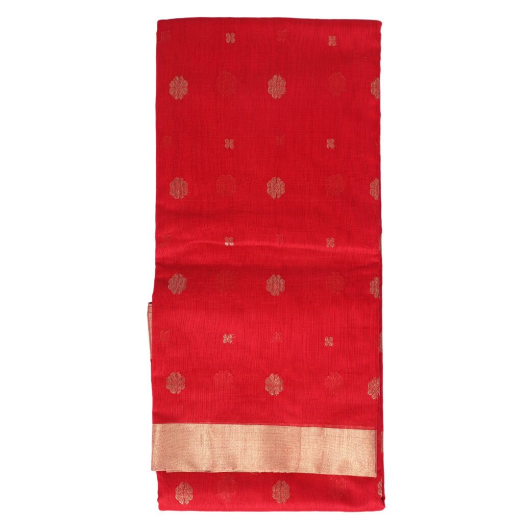 HANDLOOM CHANDERI SAREE- MERCERISED (COTTON+SILK MIX) WITH BLOUSE (SKU - 1SC105080621 SAREE- 60)