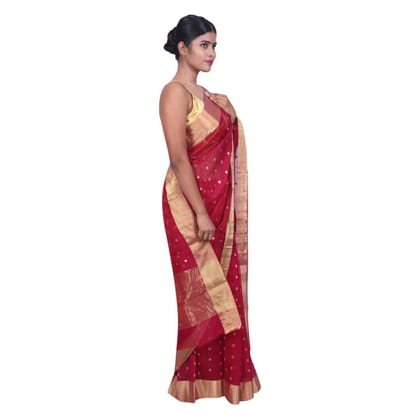 HANDLOOM CHANDERI SAREE- MERCERISED(COTTON+SILK MIX) WITH BLOUSE (SKU - 1SC105011220 SAREE- 68)