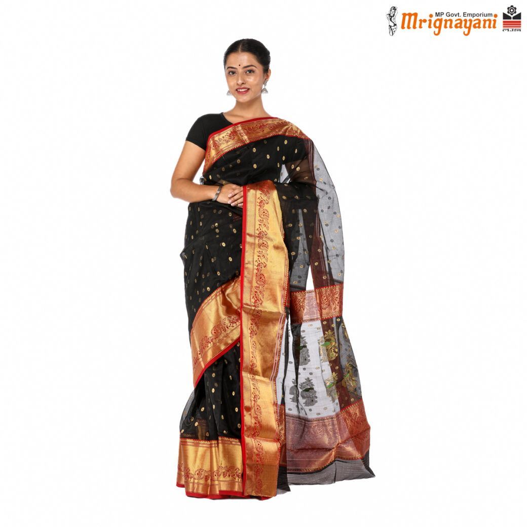 HANDLOOM CHANDERI SILK SAREE WITH BLOUSE (SKU - 1SC201220422, SAREE - 1021)