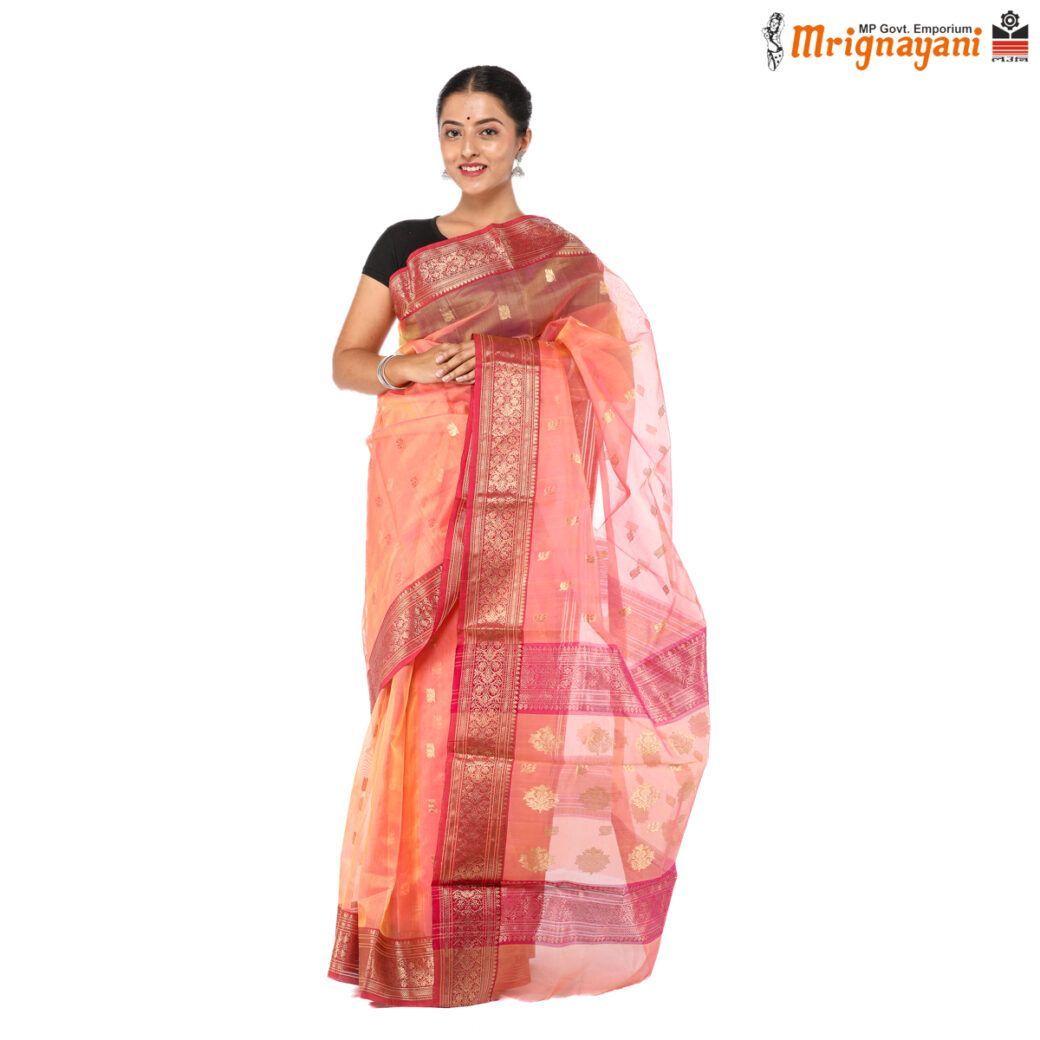 HANDLOOM CHANDERI SILK SAREE WITH BLOUSE (SKU - 1SC201170422, SAREE - 1018)