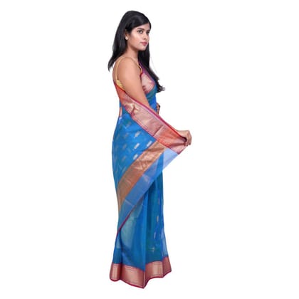 HANDLOOM CHANDERI SAREE- MERCERISED(COTTON+SILK MIX) WITH BLOUSE (SKU - 1SC202080620 SAREE- 83)