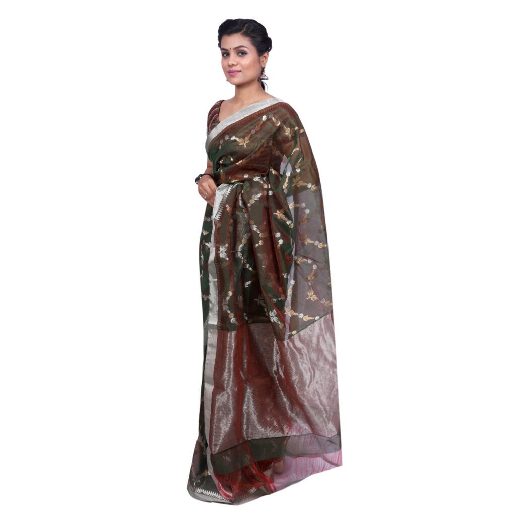 HANDLOOM CHANDERI SAREE- MERCERISED(COTTON+SILK MIX) WITH BLOUSE (SKU - 1SC205280621 SAREE- 74)