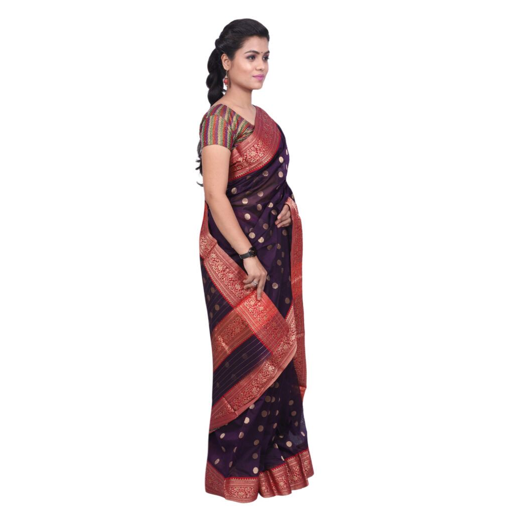 HANDLOOM CHANDERI SAREE- MERCERISED(COTTON+SILK MIX) WITH BLOUSE (SKU - 1SC207110620 SAREE- 58)