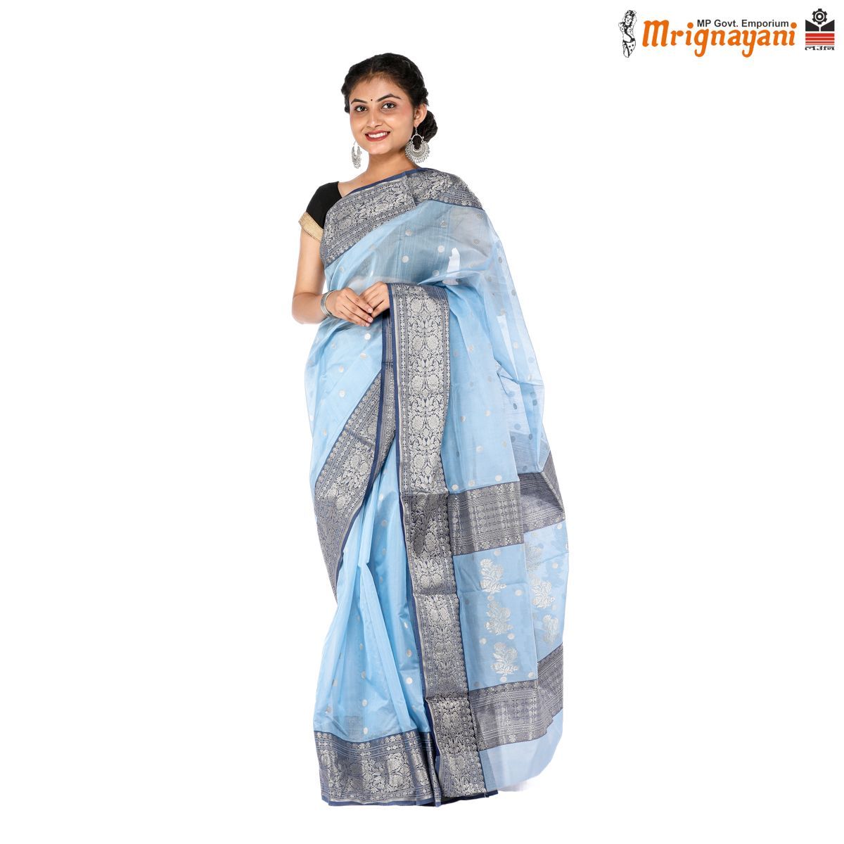 HANDLOOM CHANDERI SILK WEDDING SAREE WITH BLOUSE (SKU - 1SC201190422, SAREE - 1005)