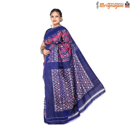 HANDLOOM IKKAT PATOLA PURE SILK SAREE WITH BLOUSE (SKU - 1SSP06230422, SAREE-1107)