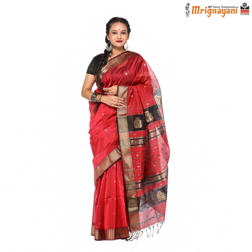 HANDLOOM MAHESHWARI SAREE WITH BLOUSE (SKU - 3S0104230422, SAREE - 1213)
