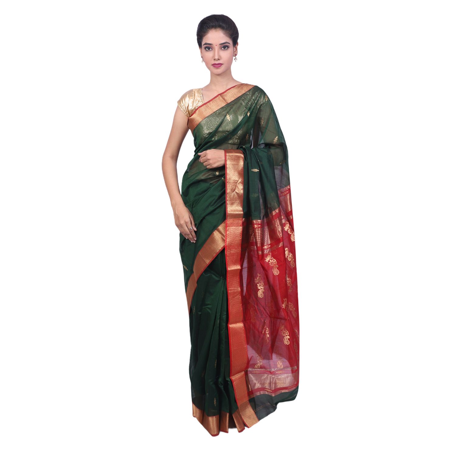 HANDLOOM MAHESHWARI TRADITIONAL SAREE WITH BLOUSE (SKU - 3S0107030422 SAREE- 128)