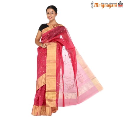 HANDLOOM CHANDERI SILK SAREE WITH BLOUSE (SKU - 1SC104310522 SAREE-1041)
