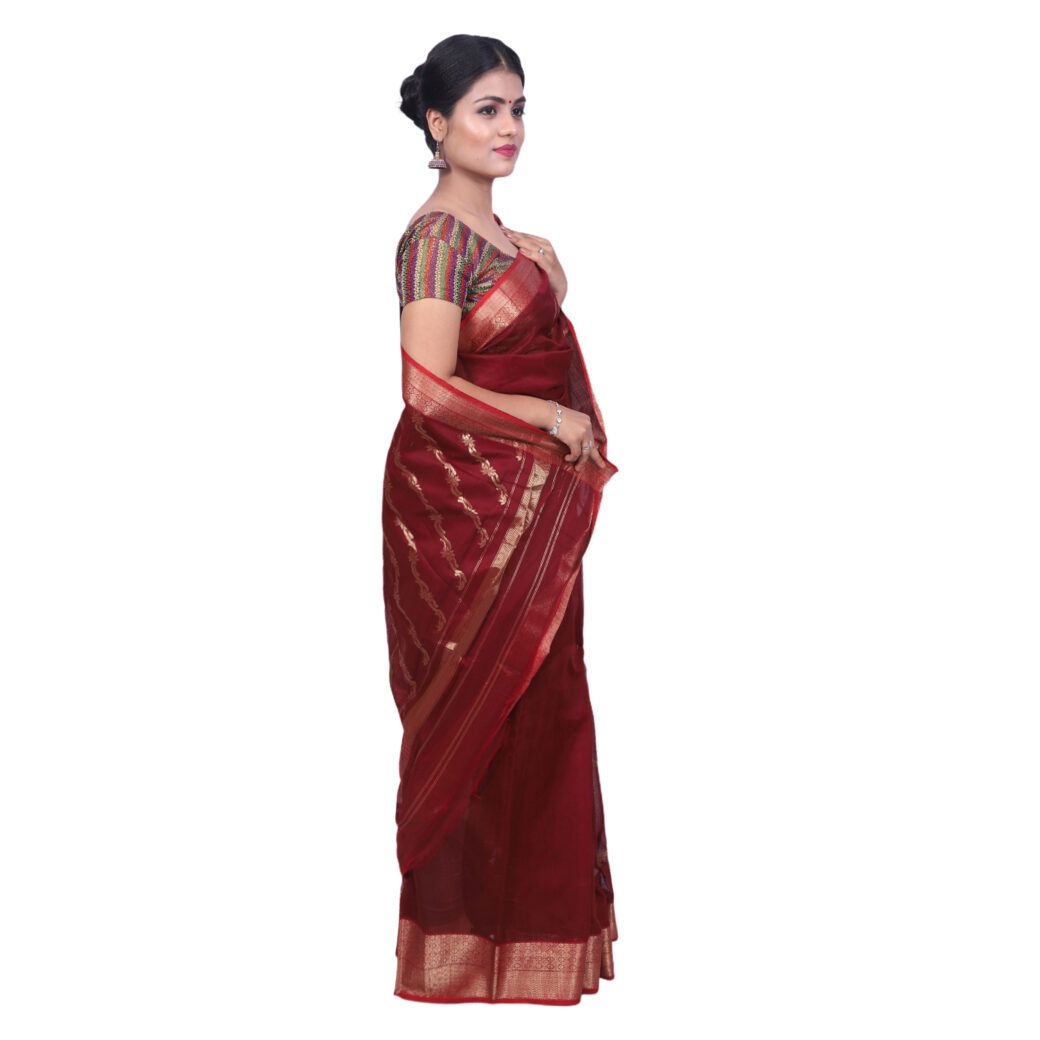 HANDLOOM MAHESHWARI TRADITIONAL SAREE WITH BLOUSE (SKU - 3S0106030422 SAREE- 133)