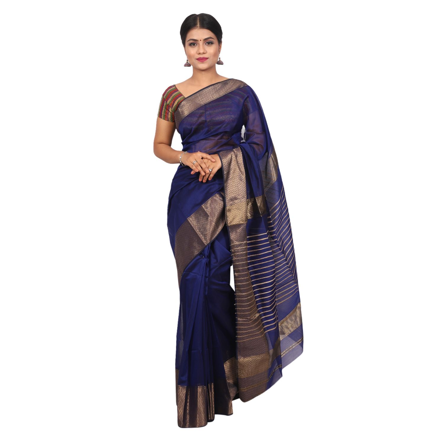 HANDLOOM MAHESHWARI TRADITIONAL SAREE WITH BLOUSE (SKU - 3S0112030422 SAREE- 126)