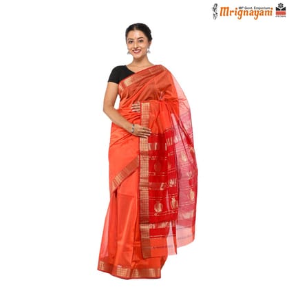 HANDLOOM MAHESHWARI SILK SAREE WITH BLOUSE (SKU - 3S0104180522, SAREE-1261)