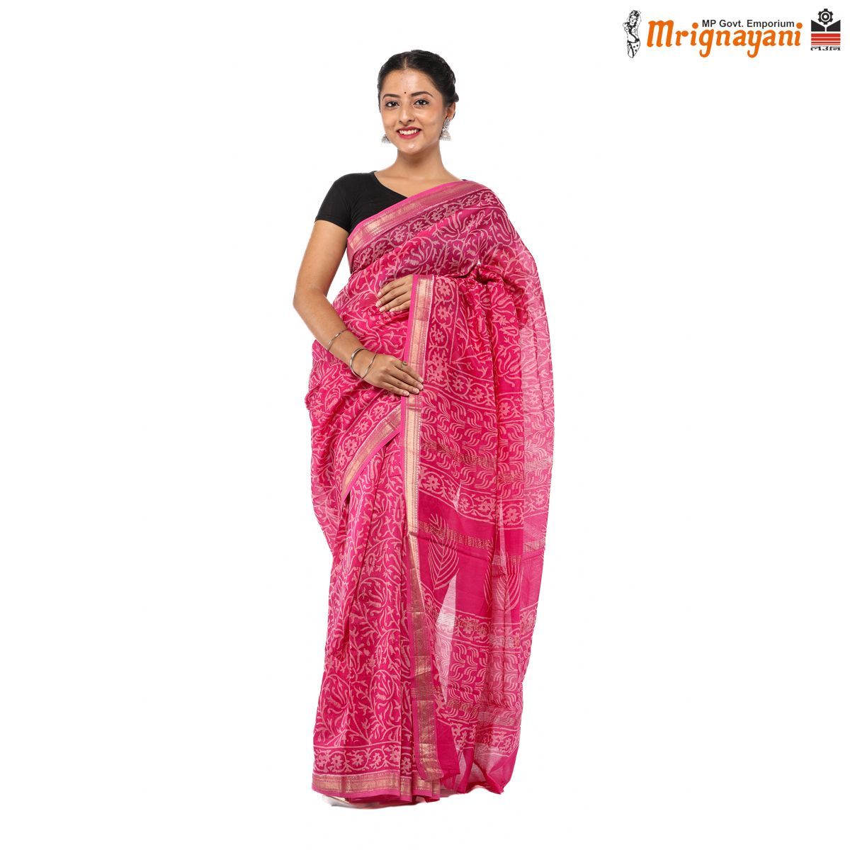 HANDLOOM MAHESHWARI SILK SAREE WITH BLOUSE (SKU - 3I0102170522, SAREE-1050)