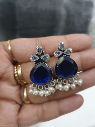 German Silver Beautiful Stone Earrings