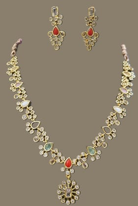 American Diamond gold plated necklace set