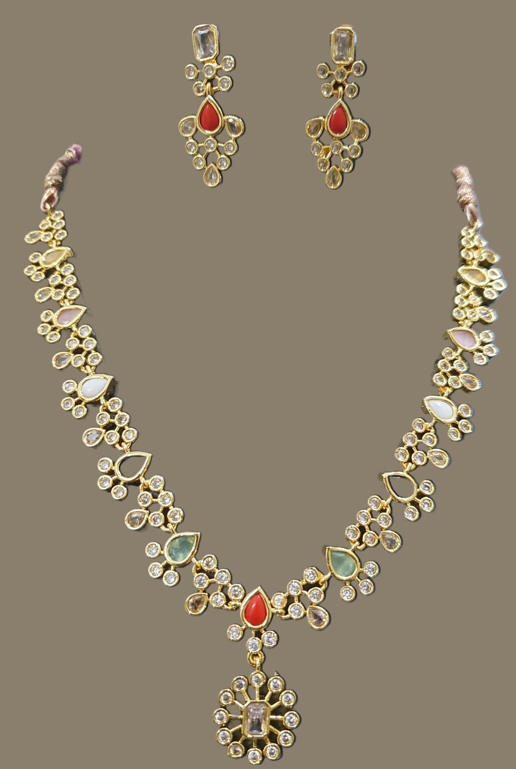American Diamond gold plated necklace set