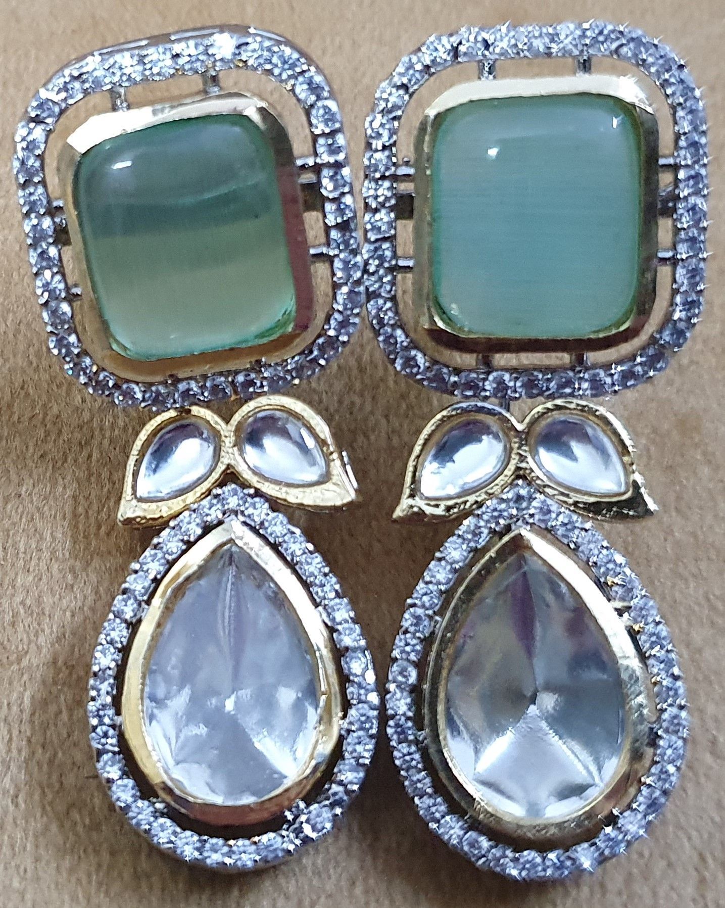 Kundan with stones and american diamond Earrings