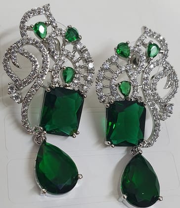 American Diamond with stone work party wear earrings American Diamond with stone work party wear earrings