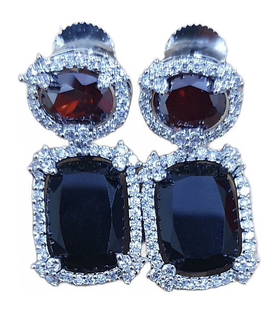 American Diamond Doublet Stones Work Partywear Earrings